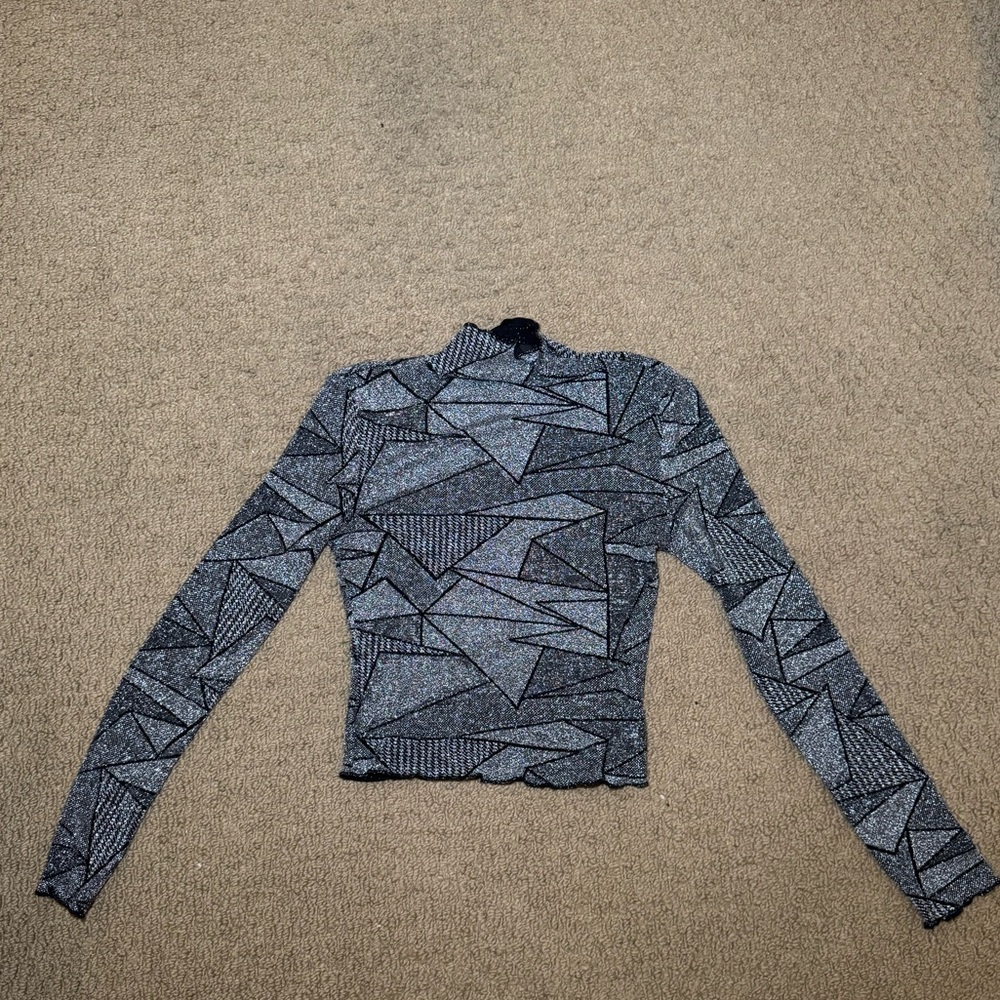 Amy Shehab | Geometric Sparkly Long Sleeve Top